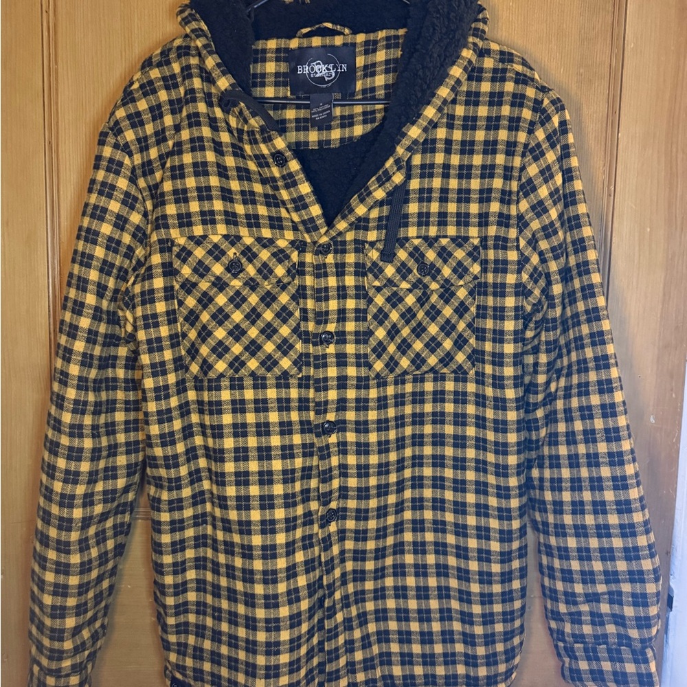 Yellow and Black Plaid Hooded Jacket
